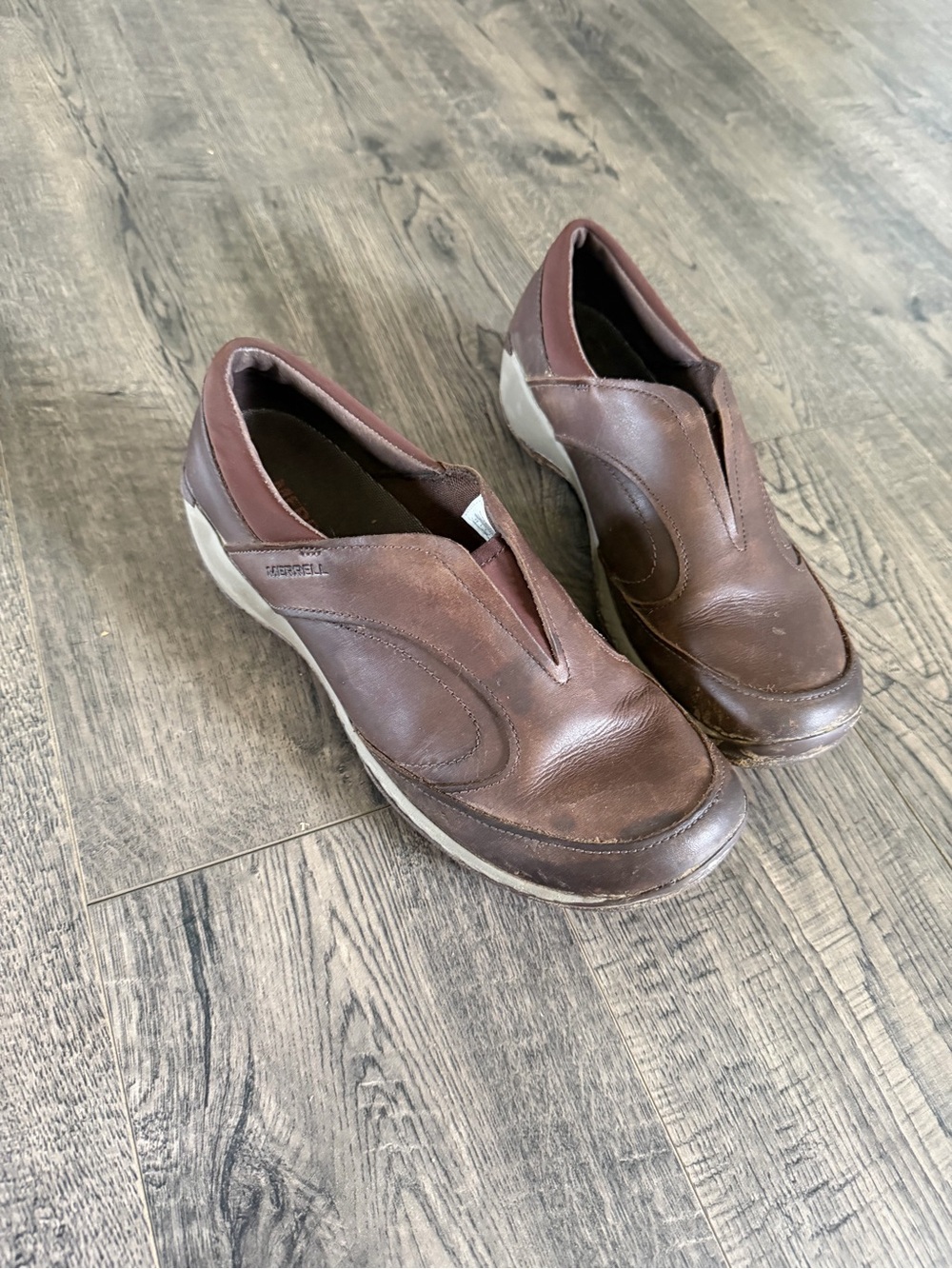 Merrell Brown Leather Slip-On Women's Clogs